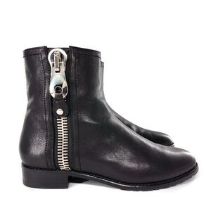 Stuart Weitzman Winzipper Black Nappa Leather Side-Zip Ankle Boots 8.5